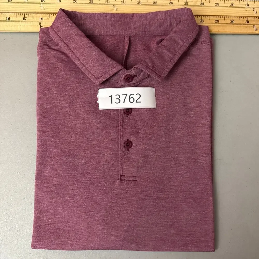 Lululemon Evolution Polo Mens Large Heathered Red Merlot Golf Performance